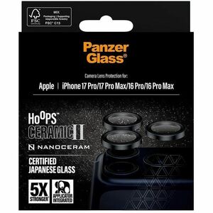 PanzerGlass ® Hoops® Ceramic II Camera Lens Protector iPhone 17 Pro | iPhone 17 Pro Max | iPhone 16 Pro | 16 Pro Max. Bran