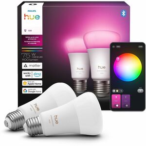Philips Hue Color 2 pack - 75W Bulb - 75 W - 1100 lm - White Light Color - E26 Base - 25000 Hour - 20000°K Color Temperatu