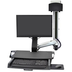 Ergotron StyleView Wall Mount for Keyboard, Monitor, Bar Code Scanner - Polished Aluminum - 1 Display(s) Supported - 61 cm