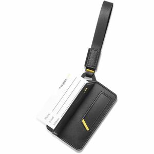 Spigen Luggage Tag - Strap Fastener - Nylon, Faux Leather, Silicone - Black - 1 / Pack