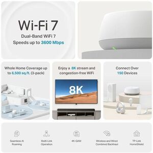 TP-Link Deco BE3600 Wi-Fi 7 IEEE 802.11 a/b/g/n/ac/ax/be Ethernet Drahtlos Router - Dualband - 2,40 GHz ISM-Band - 5 GHz U