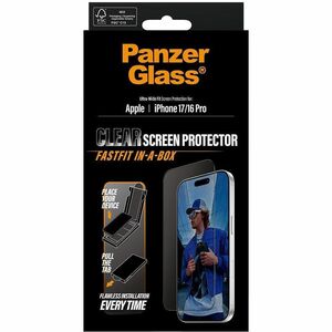 PanzerGlass Glass Screen Protector for Apple iPhone 16 Pro, iPhone 17 - Clear - For Widescreen OLED iPhone 16 Pro, iPhone 