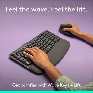 Logitech Wave Keys & Lift Vertical Mouse - Ergonomic Wireless Keyboard and Mouse Combo - with Cushioned Palm Rest (Graphit