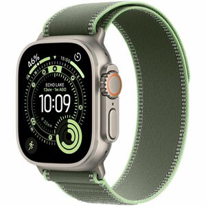 Apple Adjustable Smartwatch Band - Small (S)/Medium (M) - Trail Loop Attachment - Green, Neon - Nylon Weave, Titanium, Pol