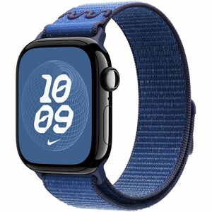 Apple Adjustable Smartwatch Band - One Size - Hook & Loop Attachment - Blue Ribbon - Woven, Polyester