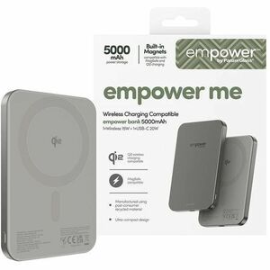 PanzerGlass empower Power Bank - Titanium - For iPhone, Qi-enabled Device - 1 x Type-C 20W - 5000 mAh - 20 W - USB Type-C 