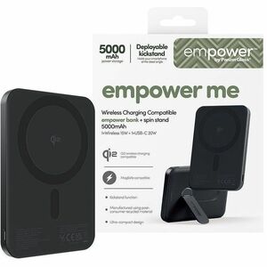 PanzerGlass empower Power Bank - Space Black - For iPhone, Qi-enabled Device - 5000 mAh - 20 W - USB Type-C Connector - Qi
