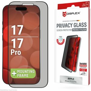 Displex Privacy Glass 10H Gehärtetes Glas Bildschirmschutz für Apple iPhone 17, iPhone 17 Pro - für OLED iPhone 17, iPhone