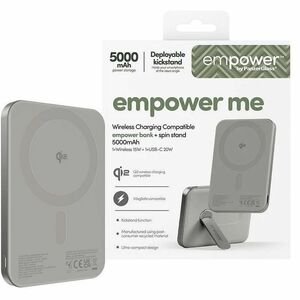 PanzerGlass empower Power Bank - Titanium - For iPhone, Qi-enabled Device - 5000 mAh - 20 W - USB Type-C Connector - Qi2 C