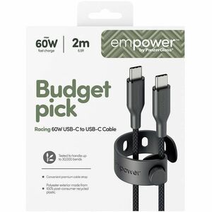 PanzerGlass empower 2 m USB-C Data Transfer Cable - Cable for MacBook, iPhone - First End: 1 x USB 2.0 Type C - Male - Sec
