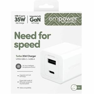 PanzerGlass Turbo 35 W AC Adapter - Universal Adapter - 1 USB - 1 USB Type-C - For Smartphone, Tablet PC - Europe - Silver