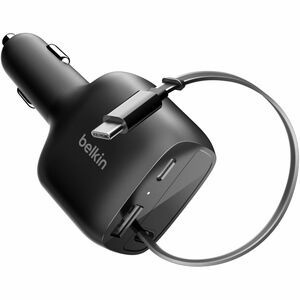 Belkin BoostCharge 75 W Auto Adapter - Universal Adapter - 1 USB - 1 USB Type-C - For Notebook, iPhone, MacBook - 75 cm Cable