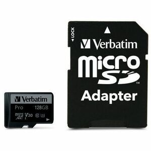 Verbatim Pro 128 GB Class 3/UHS-I (U3) microSDXC - 90 MB/s Read - 45 MB/s Write