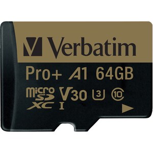 Verbatim PRO Plus 64 GB Class 10/UHS-I (U3) microSDXC - 1 Each - 100 MB/s Read - 80 MB/s Write - 666x Memory Speed