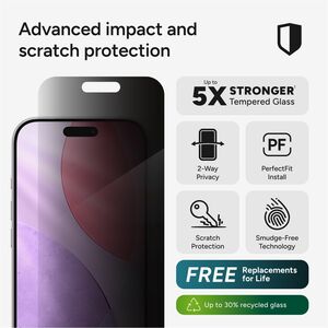 InvisibleShield Glass Elite Privacy. Markenkompatibilität: Apple, Kompatibilität: iPhone 17 Pro, Schutzfunktion: Bruchfest