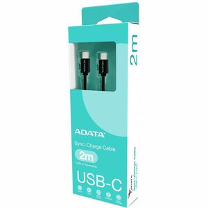 Adata CACC-200PN-BK 2m USB-C Cable de transferencia de datos - Cable for Portátil, iPhone, Smartphone, Tableta, consola de