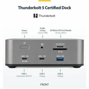 StarTech.com Thunderbolt 5, Thunderbolt 4, USB4 Docking Station for Desktop PC, Notebook, Mobile Device - Charging Capabil
