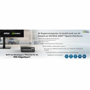 MSI EdgeXpert EdgeXpert-11SUS Desktop AI Computer - ARM Cortex X925 - 128 GB - 4 TB PCI Express NVMe SSD - NVIDIA GB10 Gra