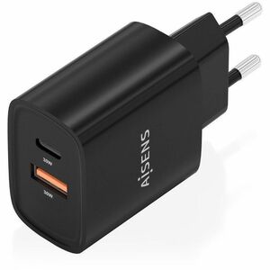 CARGADOR GAN 30W USB-C PD3.0 QC4.0 USB-A QC3.0 NEGRO
