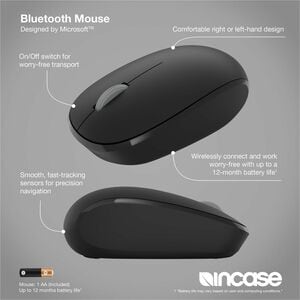 Incase Designed by Microsoft Mouse - Bluetooth - Black - Wireless - Scroll Wheel - Symmetrical - 1 x AA Battery Supported