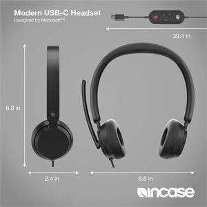 Incase Designed by Microsoft Modern Wired On-ear, Over-the-head Stereo Headset - Black - Microsoft Teams Certification - B