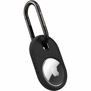 Caseology Vault Rugged Carrying Case Apple AirTag - Black - Thermoplastic Polyurethane (TPU) Body - Carabiner Clip