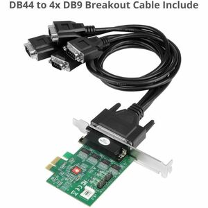 SIIG DP CyberSerial 4S PCIe, PCI Express x1 Interface, Dual-Profile Design, TAA Compliant - SIIG DP CyberSerial 4S PCIe - 