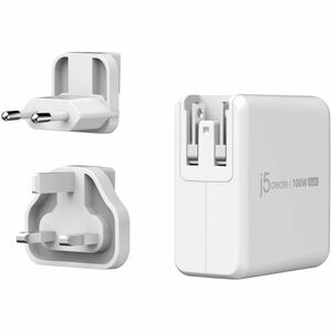 j5create JUP53100EF-N 100 W AC Adapter - Universal Adapter - 4 USB Type-C - For MacBook, Mobile Device, iPhone, iPad Air, 