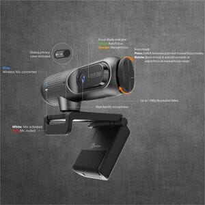 j5create JVU302-N Webcam - 5 Megapixel - 60 fps - Black - USB 2.0 Type A/USB Type C - 1 Pack(s) - 2K, Full HD - 2560 x 144