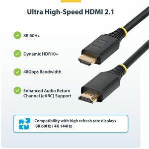 StarTech.com 1 m HDMI A/V Cable - 1 - Cable for Monitor, TV, Workstation, MacBook, MacBook Pro - First End: 1 x HDMI 2.1 D