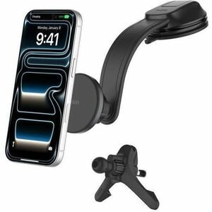 Belkin BoostCharge Smartphone, Car, iPhone SmartPhone Holder - Landscape - Aluminium Alloy - Black - Magnetic, Wireless Ch
