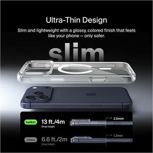 Belkin SheerForce Case for Apple iPhone 17 Pro Max Smartphone - Texture Sides - Clear - Glossy - Drop Resistant, Yellowing