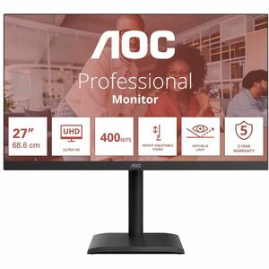 AOC U27E4CV 27 Zoll Klasse 4K UHD LED-Monitor - 16:9 Format - Schwarz - 68,6 cm (27 Zoll) Viewable - IPS-Technologie (In-P