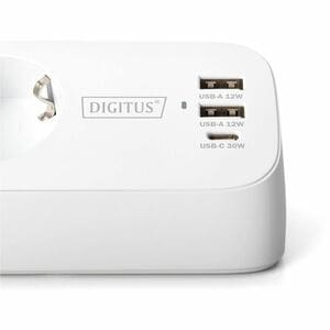 Digitus Power Strip - 3 x AC Power, 2 x USB Type A, 1 x USB Type C - 1.50 m Cord - 16 A Current - 250 V AC Voltage - 3.68 