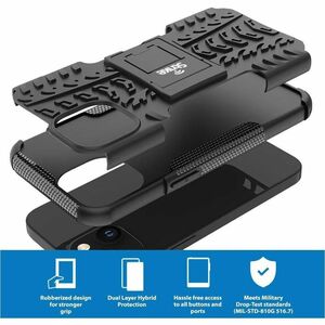 Strike Rugged Case for Apple iPhone 15 Smartphone - Rubberized Design Texture - Black - Impact Resistant, Drop Resistant, 