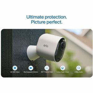 Arlo Ultra 8 Megapixel Outdoor 4K Network Camera - Colour - 1 - White - Infrared/Color Night Vision - 3840 x 2160 - Wi-Fi 