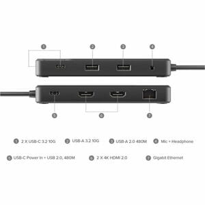 Alogic Fusion Pro DUO USB Type C Docking Station for Notebook, Monitor, Computer - Charging Capability - 100 W - Space Gra
