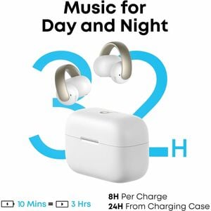 soundcore AeroClip True Wireless Open-ear, Earbud Stereo Earset - White - Binaural - Open - Bluetooth