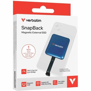 Verbatim SnapBack 1 TB Portable Solid State Drive - External - Blue Metallic - Smartphone, Desktop PC, MAC Device Supporte