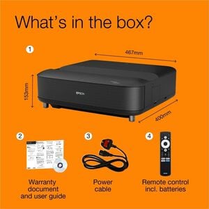 Epson EH-LS670B 3LCD Projector - 16:9 - Metallic Black - Front - 1080p - 3600 lm - Wireless LAN - Bluetooth