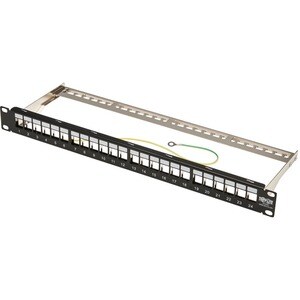 Panneau de brassage vierge Tripp Lite series N062-024-KJ-SH - 24 Port(s) - Noir - 1U Haut - 19" Grand Angle/Champ de Vue E
