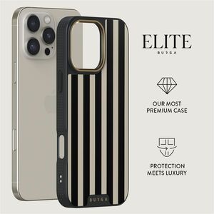 BURGA Case for Apple iPhone 16 Pro Smartphone - Bold Stripes, Black and White Patterns, Timeless Design, Prophecy - Black,