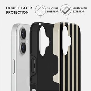 BURGA Case for Apple iPhone 16 Smartphone - Bold Stripes, Black and White Patterns, Timeless Design, Prophecy - Black, Whi