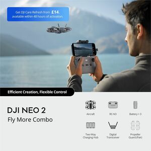 DJI Neo 2 Aerial Drone - 2.40 GHz, 2.48 GHz, 5.17 GHz, 5.25 GHz, 5.73 GHz, 5.85 GHz - Battery Powered - 0.32 Hour Run Time