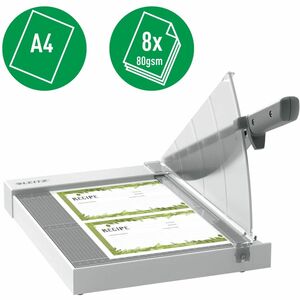 Leitz Precision Guillotine Trimmer - A4 - 8 Sheet Cutting Capacity - Stainless Steel Blade - 262 mm Height x 298 mm Width 