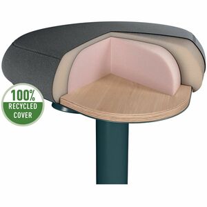 Leitz Ergo Active Task Stool - Dark Grey Dual Density Foam (DDF) Seat - Green Plastic Frame - Rounded Base - 1 Piece