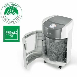 Leitz IQ OptiMax 350 Paper Shredder - Continuous Shredder - Micro Cut - 8 Per Pass - for shredding Paper - P-5 - 223 mm Th