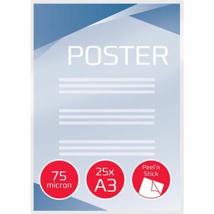 Peel'nStick - Sheet Size Supported: A3 303 mm Width x 426 mm Length - Laminating Pouch/Sheet Size: 75 µm Thickness - High 