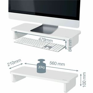 ACCO Ergo Monitor Stand - Up to 61 cm (24") Screen Support - 20 kg Load Capacity - 8 cm Height x 56 cm Width x 21 cm Depth