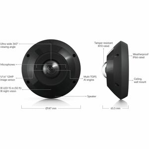Ubiquiti UniFi G6 Pro 360 12 Megapixel Network Camera - Colour - Fisheye - Black - 15 m Infrared Night Vision - 3504 x 350